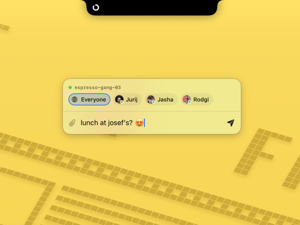 Munkel floating compose window sending a quick note to a channel